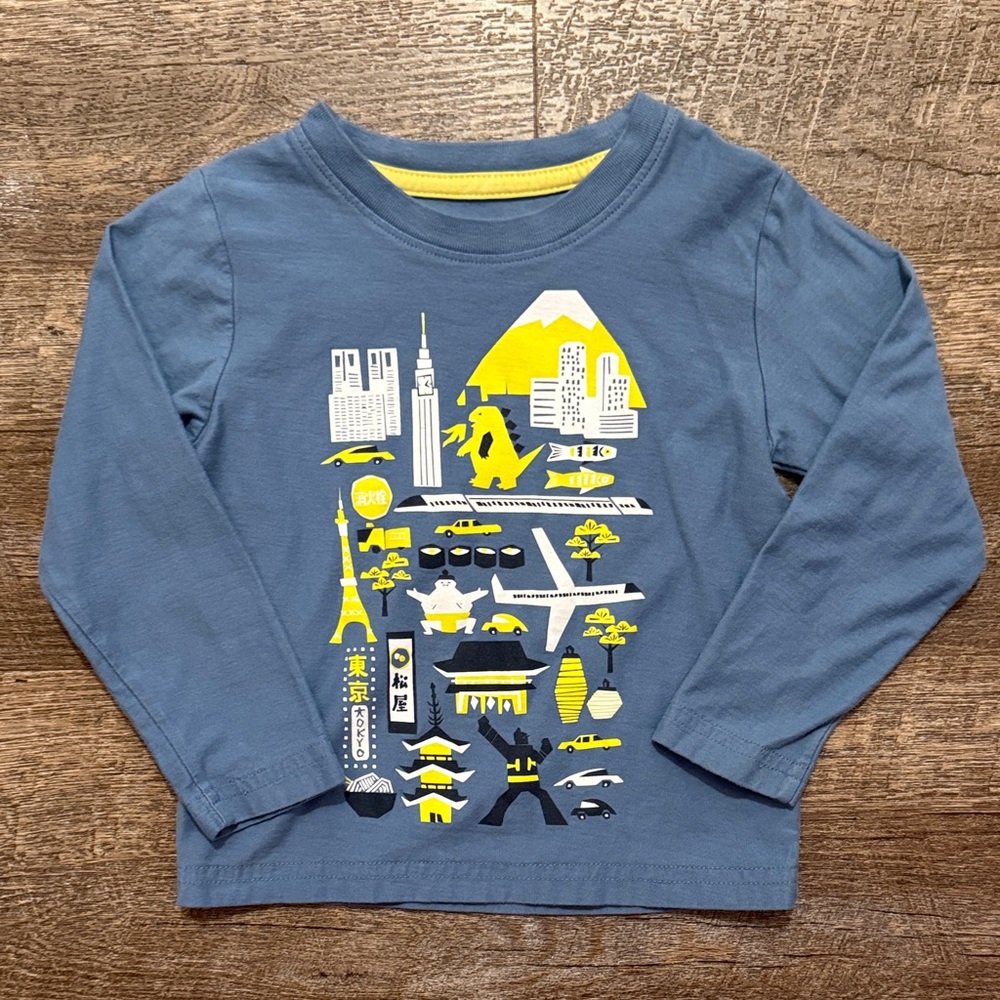 Tea Collection 100% Cotton Tokyo Cityscape Long Sleeve Graphic Tee